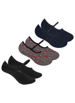 Kit 3 pares de Meias Selene Sapatilha Pilates Feminina Preto