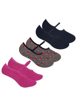 Kit 3 pares de Meias Selene Sapatilha Pilates Feminina Rosa