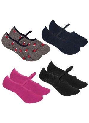 Kit 4 pares de Meias Selene Sapatilha Pilates Feminina Azul