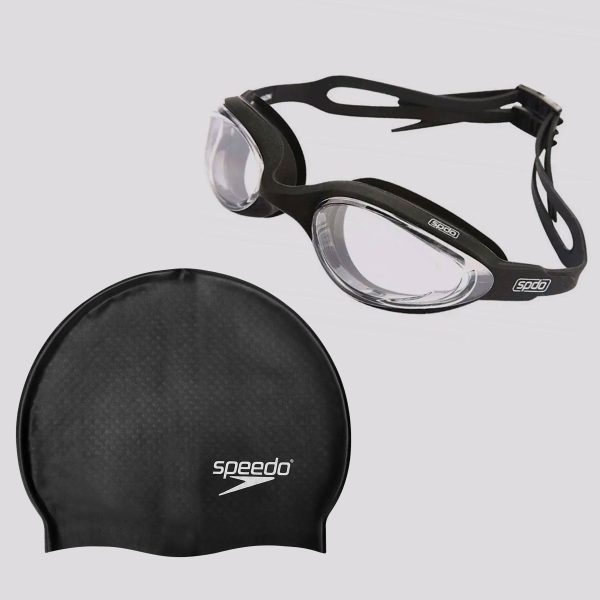 Kit Speedo Touca e Óculos de Natação Hydrovision Preto