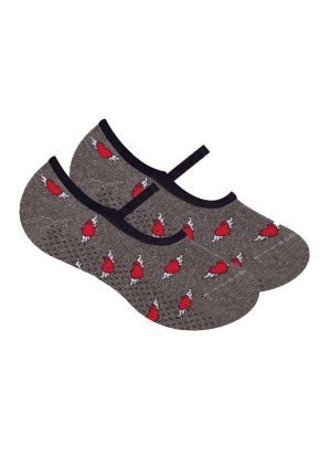 Meia Selene Sapatilha Pilates Antiderrapante Feminina Cinza