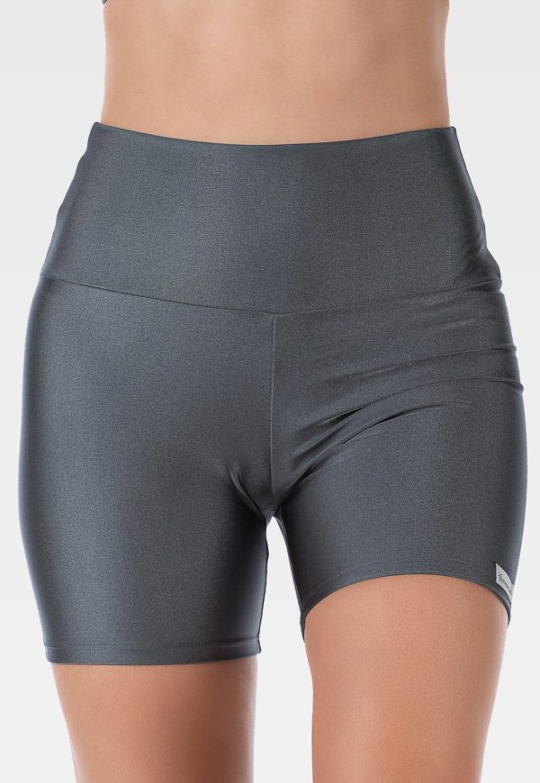 Short Curto Fitness Cirrê Cós Alto Summer Soul Cinza