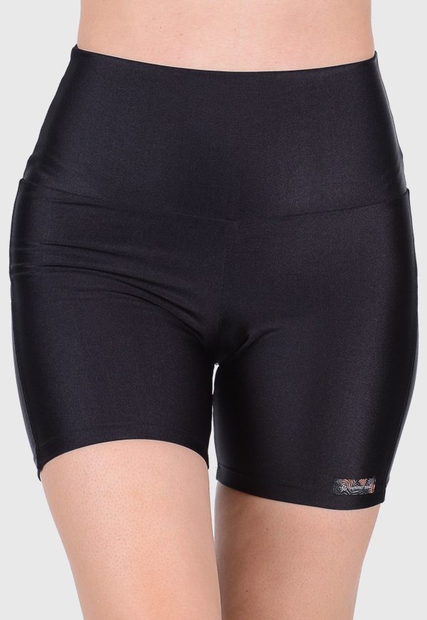 Short Curto Fitness Cirrê Cós Alto Summer Soul Preto