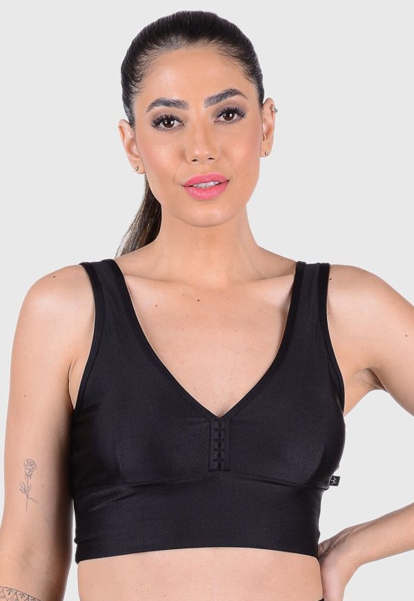 Top Cropped Fitness Cirrê Com Bojo Removível Summer Soul Preto