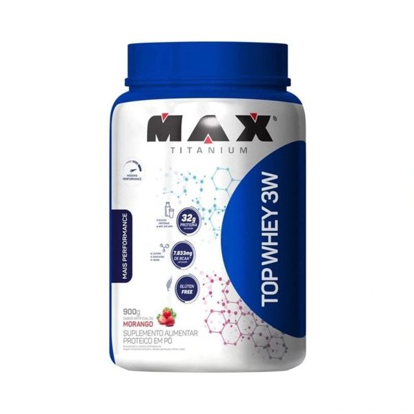 Top Whey 900G Morango Max Titanium