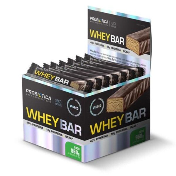 Whey Bar High Protein - 24 Unidades 40G Côco - Probiótica