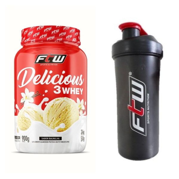 Whey Delicious Ftw 900G Baunilha + Coqueteleira 600Ml