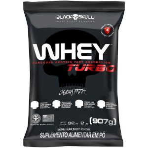 Whey Protein Black Skull Morango Whey Turbo - Refil - 907g
