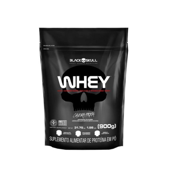 Whey Protein Protein 900G Morango Caveira Preta Black Skull