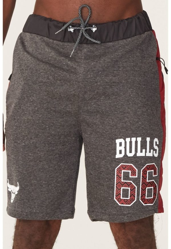 Bermuda NBA Moletom Chicago Bulls Preta Mescla