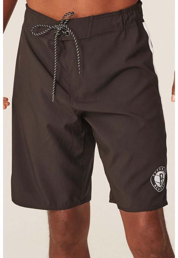 Boardshort NBA Com Elástico Brooklin Nets Preto