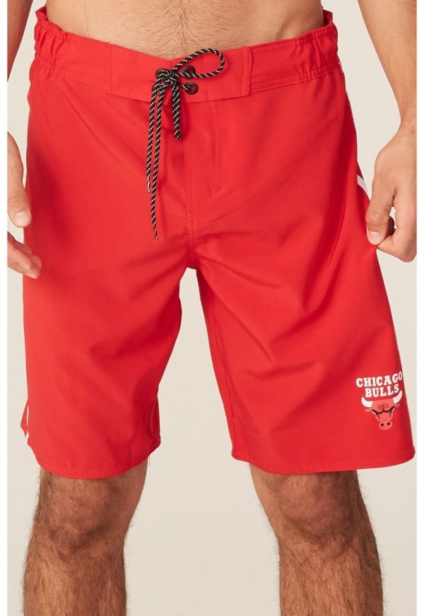 Boardshort NBA Com Elástico Chicago Bulls Vermelho