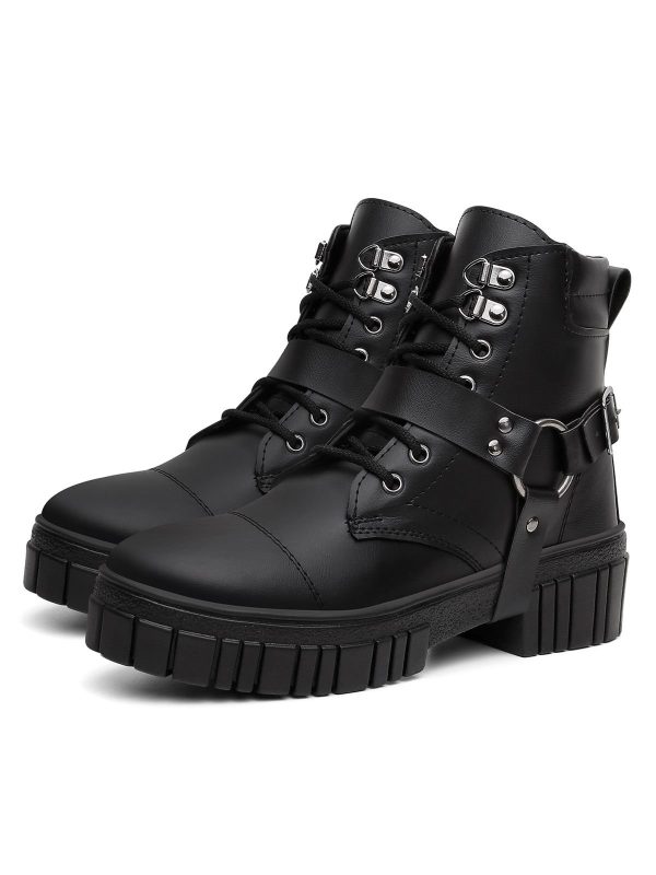 Bota Coturno Feminina Tratorada Biker Fivela Lisa