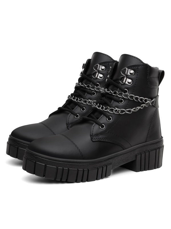 Bota Feminina Corrente Ônix Tratorada Coturno Biker