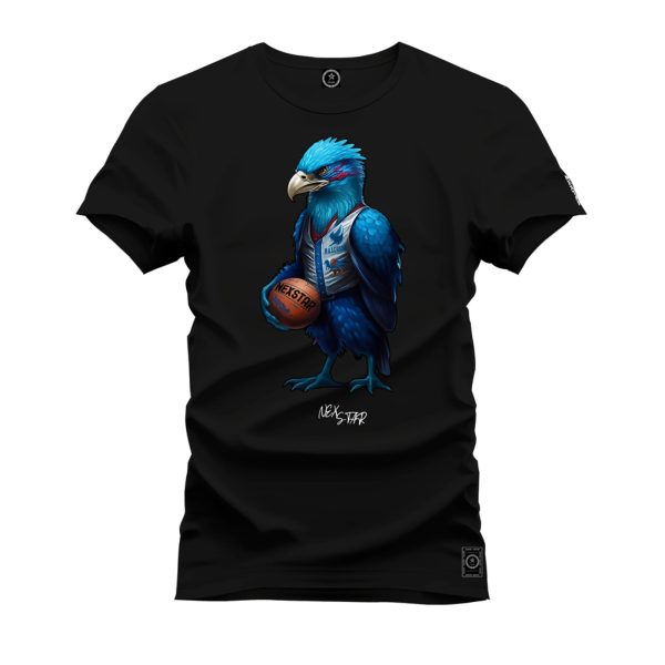 Camiseta Algodão Estampada Nexstar Confortável Ave Basquete Preto