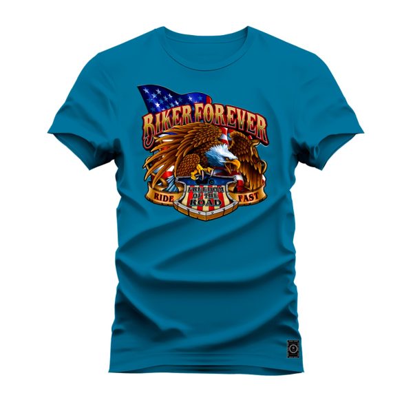 Camiseta Algodão Estampada Nexstar Confortável Biker Forever Azul