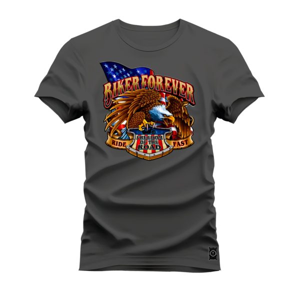 Camiseta Algodão Estampada Nexstar Confortável Biker Forever Grafite