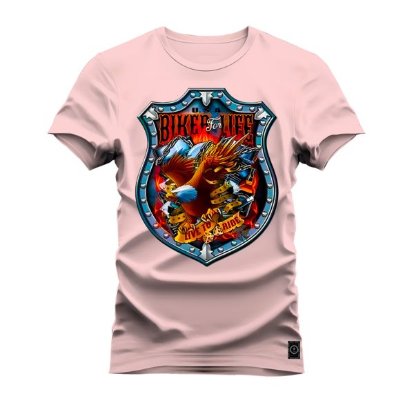 Camiseta Algodão Estampada Nexstar Confortável Biker Live Rosa