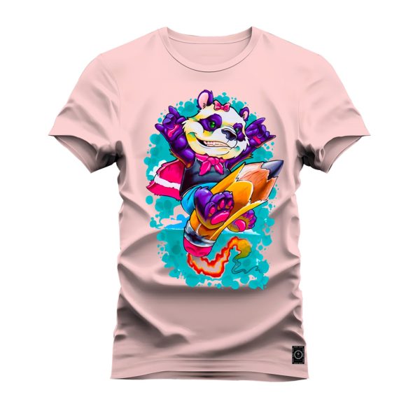 Camiseta Algodão Estampada Nexstar Confortável Lapis Surf Rosa