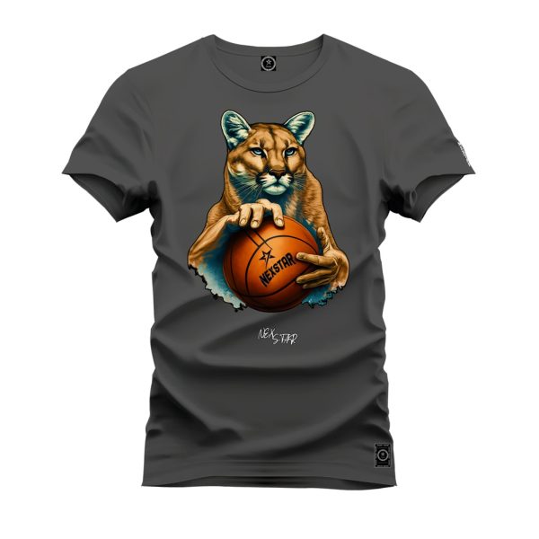 Camiseta Algodão Estampada Nexstar Confortável Onça Basquete Grafite