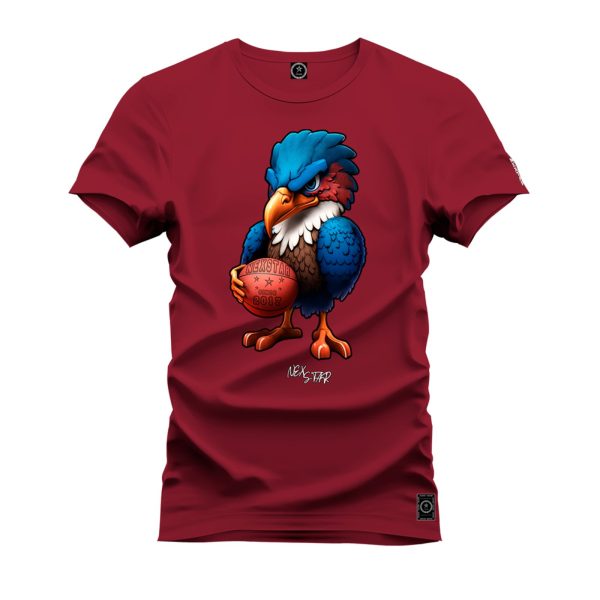 Camiseta Algodão Estampada Nexstar Confortável Passaro Basquete Bordô