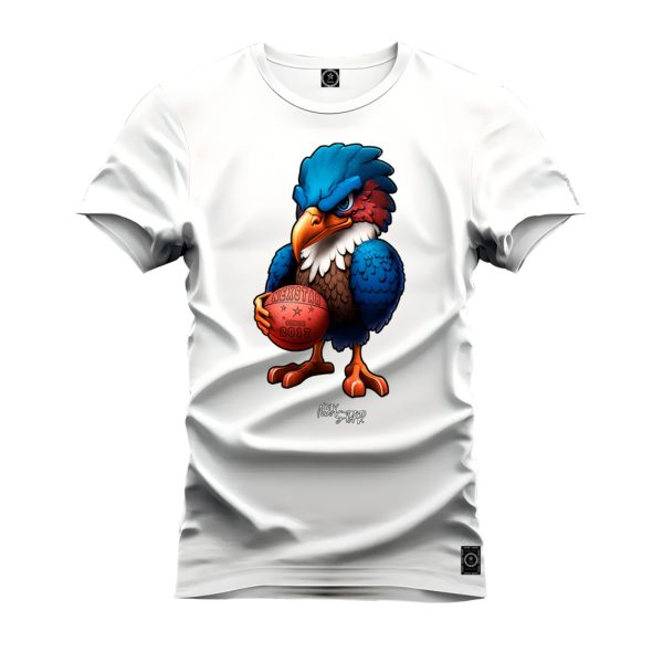 Camiseta Algodão Estampada Nexstar Confortável Passaro Basquete Branco