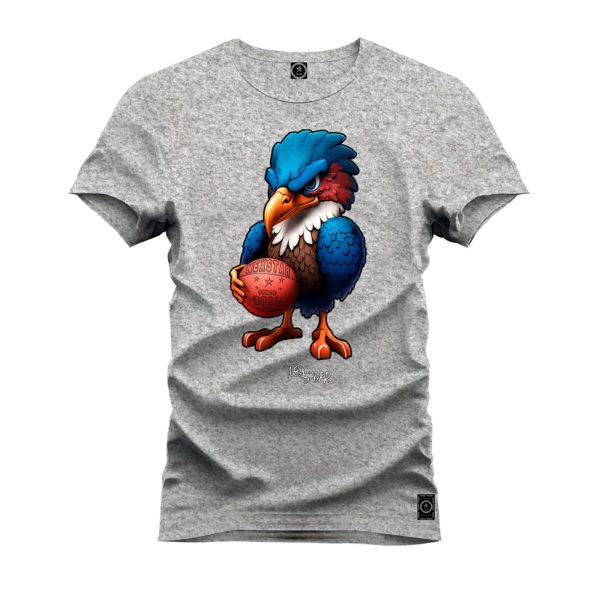 Camiseta Algodão Estampada Nexstar Confortável Passaro Basquete Cinza