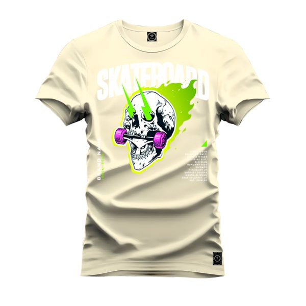 Camiseta Algodão Estampada Nexstar Confortável Skate Board Pérola