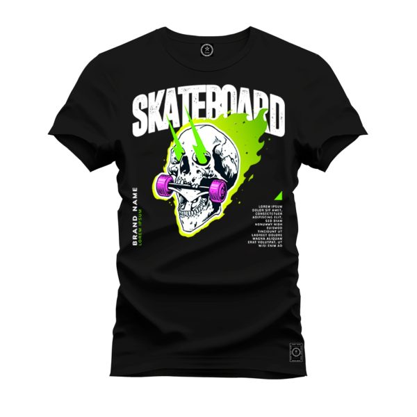 Camiseta Algodão Estampada Nexstar Confortável Skate Board Preto