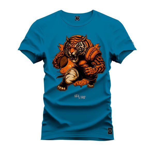 Camiseta Algodão Estampada Nexstar Confortável Tigre Basquete Azul