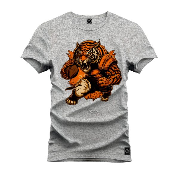 Camiseta Algodão Estampada Nexstar Confortável Tigre Basquete Cinza