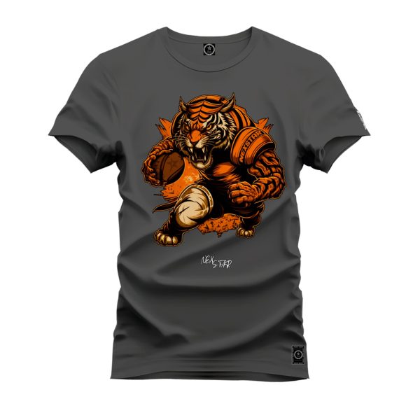 Camiseta Algodão Estampada Nexstar Confortável Tigre Basquete Grafite