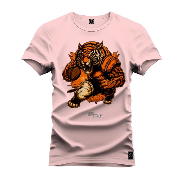 Camiseta Algodão Estampada Nexstar Confortável Tigre Basquete Rosa