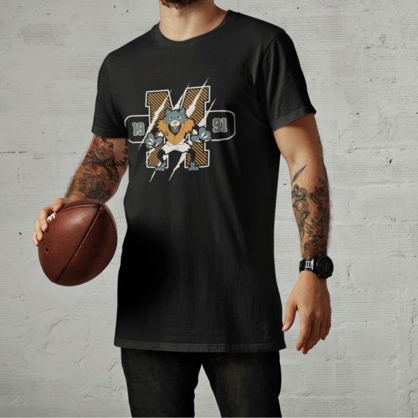 Camiseta Básica Masculina Lobo Mascote Futebol Americano Garras 100% Algodão - Preto