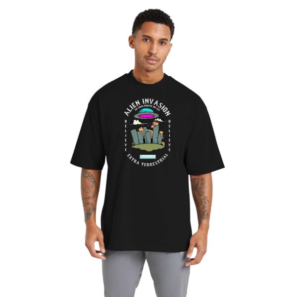 Camiseta Masculina Oversized de Algodão Streetwear para Academia e Esportes, Gola Redonda