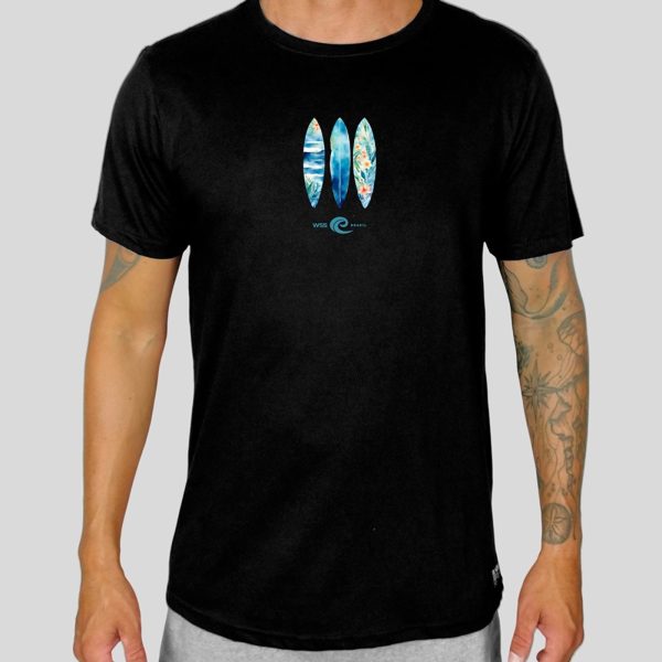 Camiseta Masculina Preta Floral Surf Prime WSS Preto