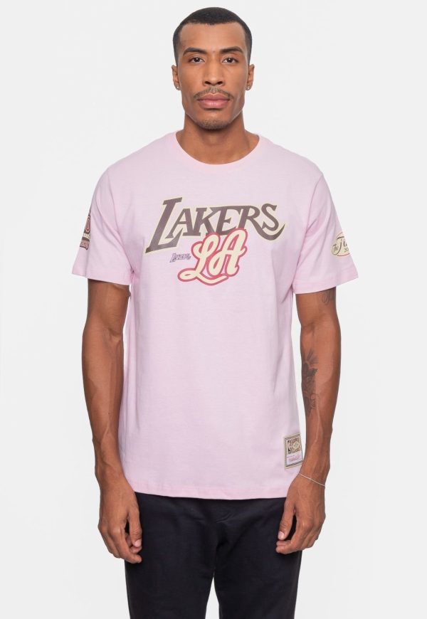 Camiseta Mitchell & Ness NBA Sugar Bacon Los Angeles Lakers Rosa Ballet