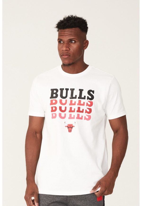 Camiseta NBA Estampada Chicago Bulls Off White