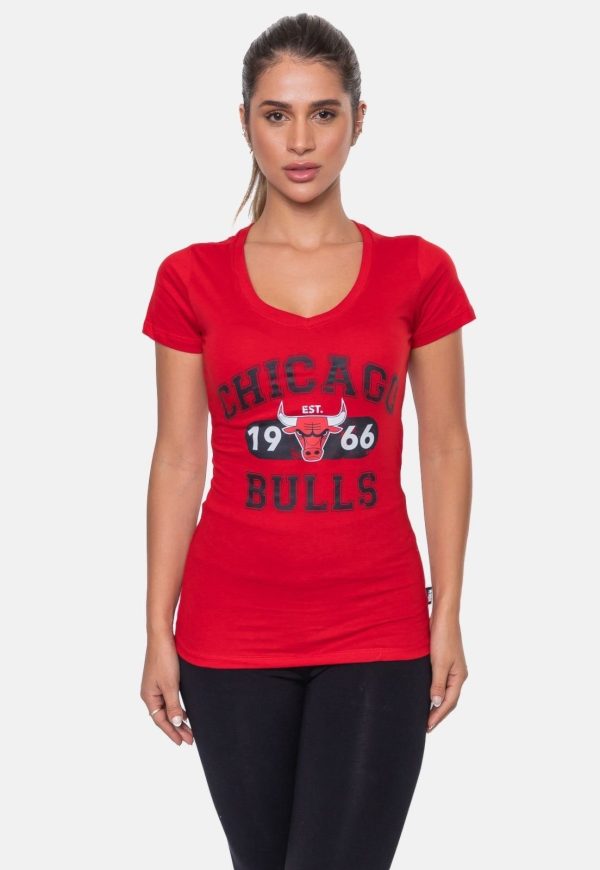 Camiseta NBA Feminina Club Chicago Bulls Vermelha