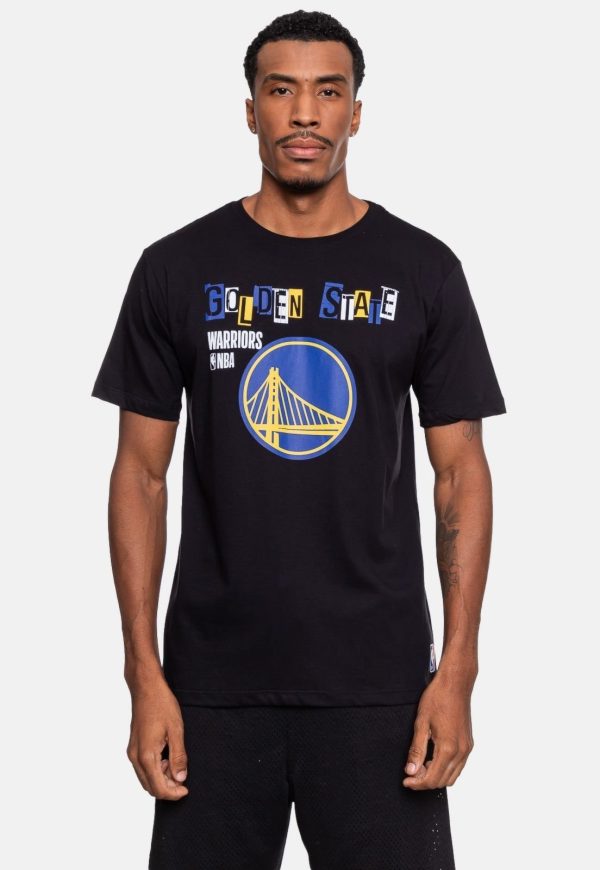 Camiseta NBA Masculina Collage Golden State Warriors Preta