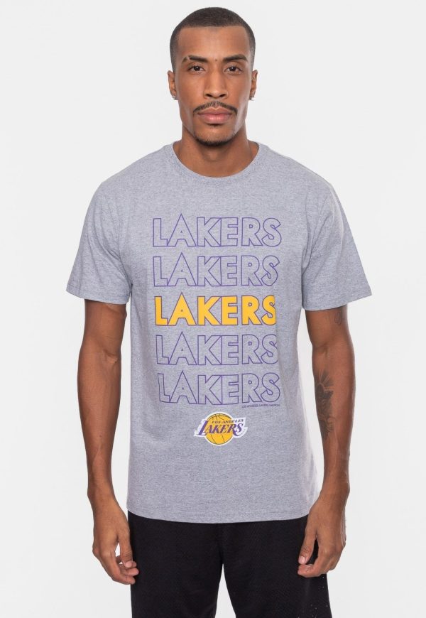 Camiseta NBA Masculina Contour Los Angeles Lakers Cinza Mescla