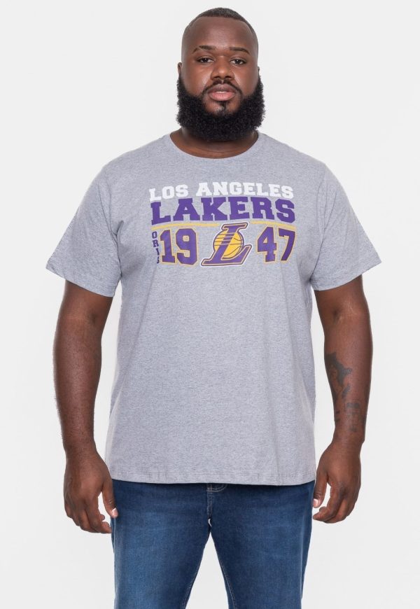 Camiseta NBA Masculina Decade Los Angeles Lakers Cinza Mescla