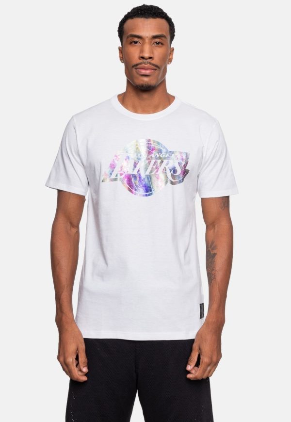 Camiseta NBA Masculina Galaxy Los Angeles Lakers Off White