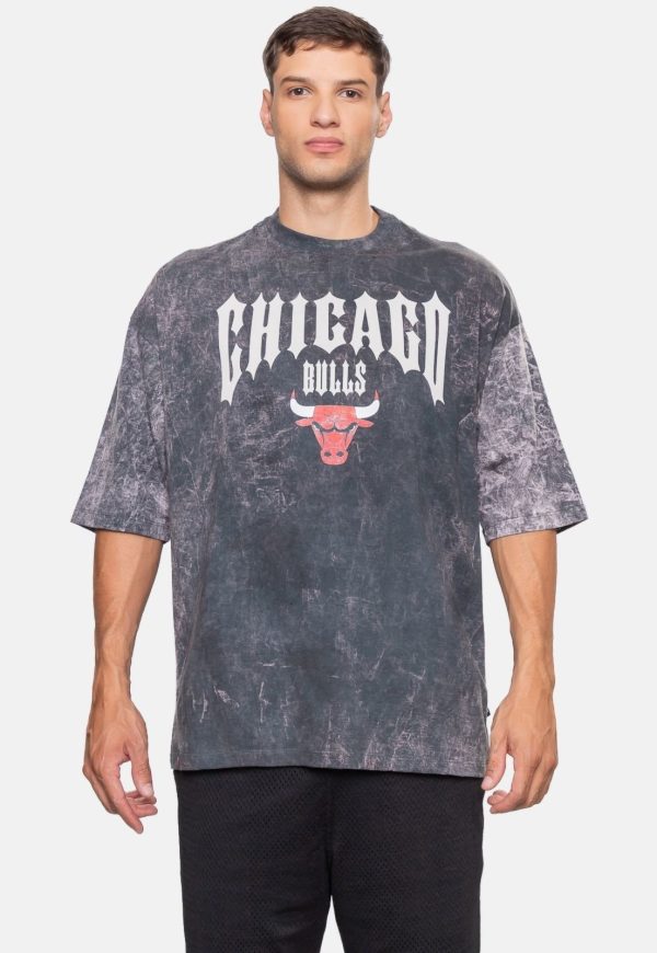 Camiseta NBA Masculina Gothic Team Chicago Bulls Preta