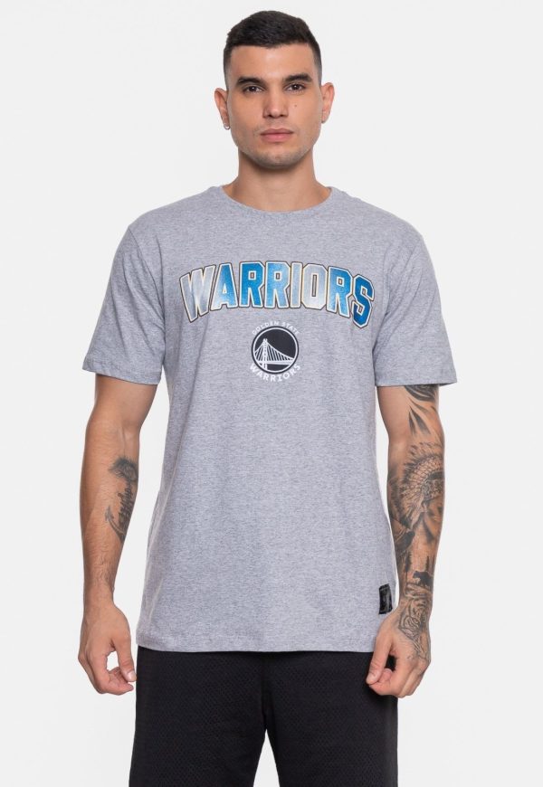 Camiseta NBA Masculina Metallic Golden State Warriors Cinza Mescla