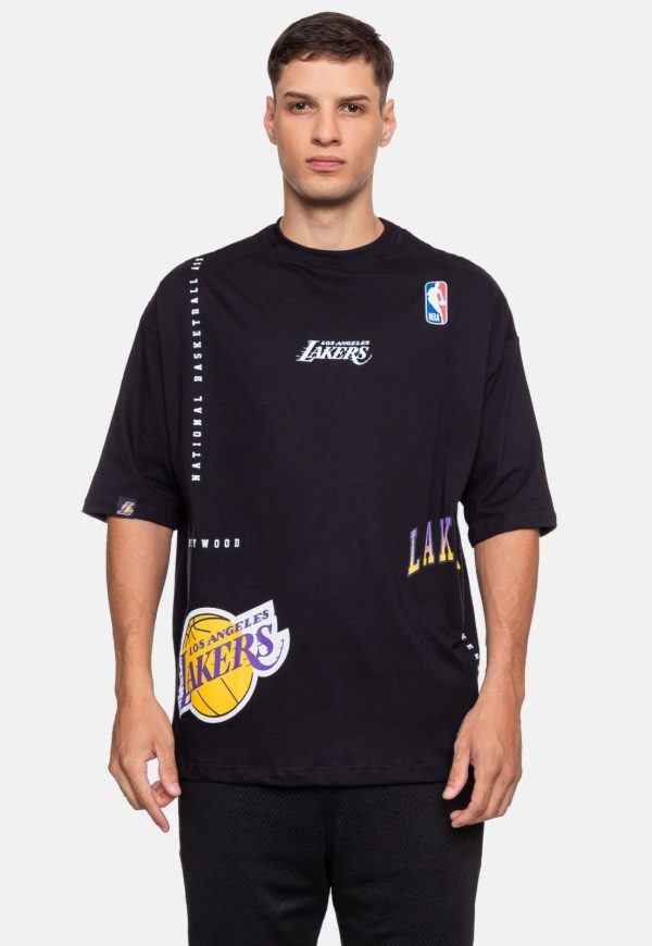 Camiseta NBA Oversized D Construct Los Angeles Lakers Preta