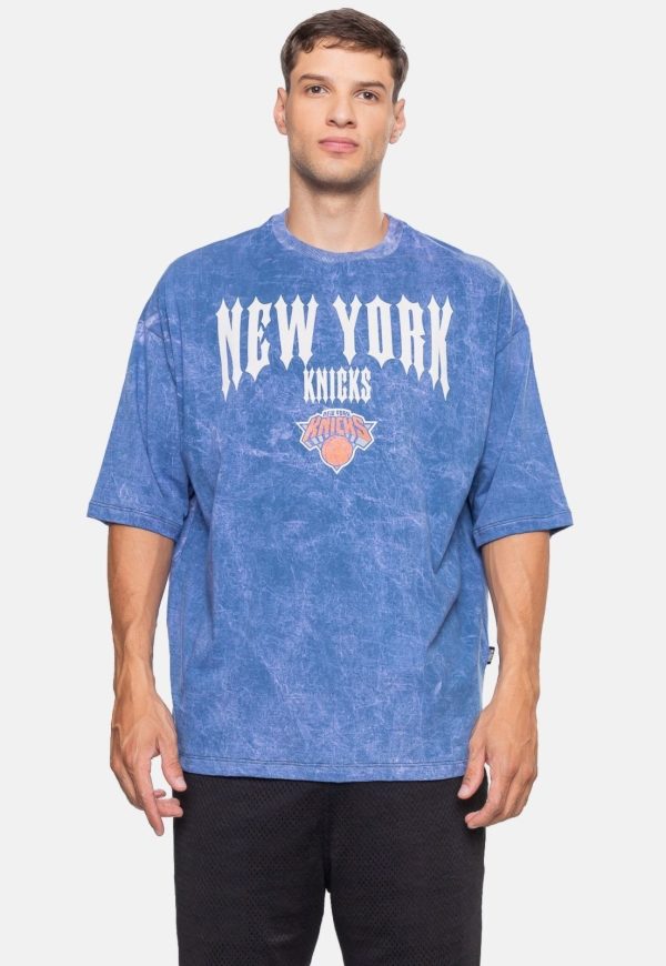 Camiseta NBA Oversized Gothic Team New York Knicks Azul Marinho