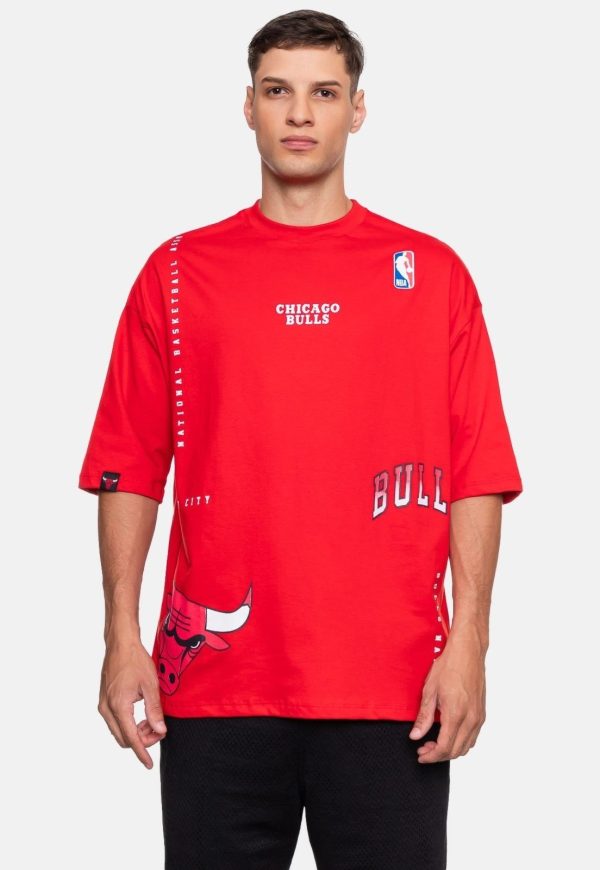 Camiseta NBA Oversized Masculina D Construct Chicago Bulls Vermelha