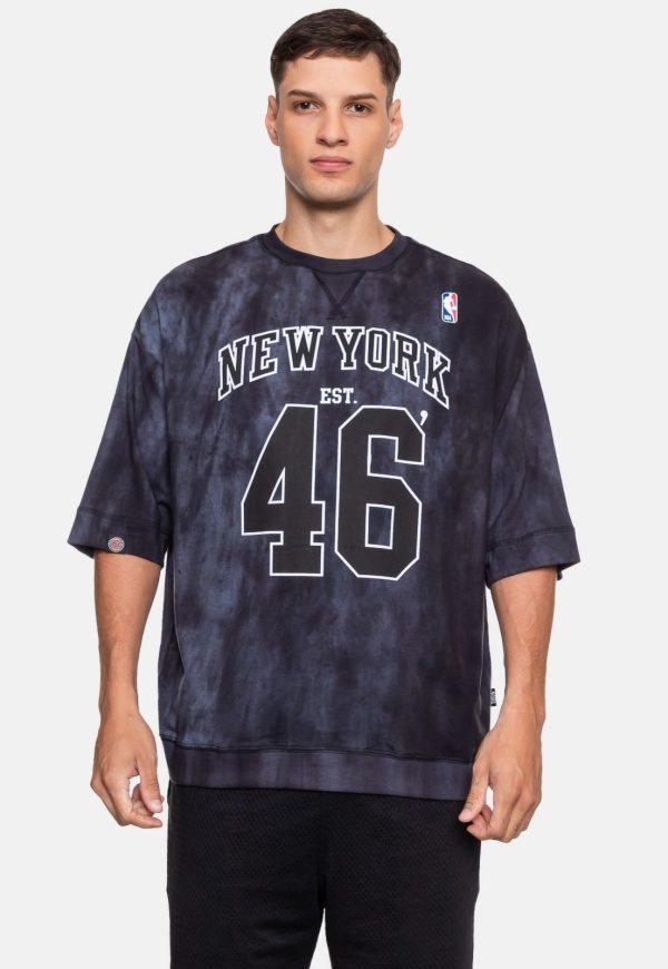 Camiseta NBA Oversized Moletinho New York Knicks Preta