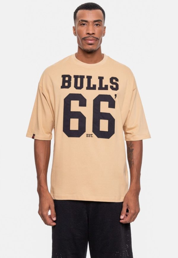 Camiseta NBA Oversized Number Twill Chicago Bulls Bege Claro